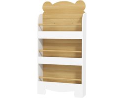 TRUUSK Kinderboekenkast Met 3 Planken - Houten Opbergrek Voor Speelgoed en Boeken - Vrijstaand Rek - Voor Kinderkamer en
