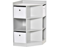 TRUUSK Kinderhoekrek Met 3 Opbergdozen - Voor Kinderkamer - Speelgoedopslag - Grijs - 57,4 x 57,4 x 94 cm - 3-12 Jaar Kinderen