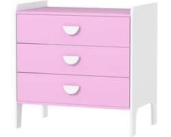 TRUUSK Kinderkast met 3 Lades - MDF - Roze+Wit - Opbergkast voor Kinderen - Stijlvol en Praktisch - Ruimtebesparend - Duurzaam -