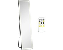 TRUUSK LED-licht Vrijstaande Spiegel - Verstelbaar - Aluminium - 40cm x 51cm x 156,5cm - Voor Badkamer en Slaapkamer