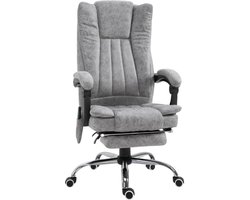 TRUUSK Massagestoel Bureaustoel - Verwarmingsfunctie - Ligfunctie - Massagefunctie - Voetsteun - Dikke Vulling - Grijs - 62 x 67