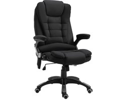 TRUUSK Massagestoel Met Warmtefunctie - Ergonomische Bureaustoel Met Massage - In Hoogte Verstelbaar - Draaistoel - Zwart - 68 x