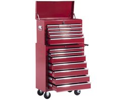 TRUUSK Mobiele Gereedschapswagen - Werkplaatswagen Trolley - Gereedschapskist - Inclusief Kussen - Rood