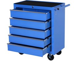 TRUUSK Mobiele Werkplaatswagen - Gereedschapswagen Trolley - Met 5 Lades - Rood - Handige Opbergmogelijkheden