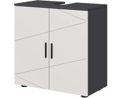 TRUUSK Onderkast voor Wastafel - Verstelbare Plank - Handvat - Kantelbeveiliging - Grijs - 60 x 30 x 60 cm