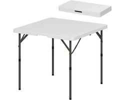 TRUUSK Opvouwbare Picknicktafel - Verstelbare Kampeertafel - Voor Tuinfeesten en Kamperen - Kunststof en Metaal - Wit