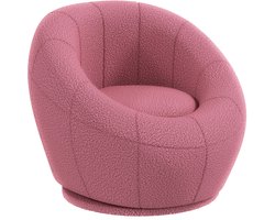 TRUUSK Pluche Fauteuil - Accentstoel in Roze - Draaibaar en Comfortabel - Voor een Stijlvolle Inrichting - Geschikt als