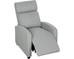 TRUUSK Relaxstoel Verstelbaar 135° - Uitschuifbare Voetensteun - Gevoerde Leuningen - Linnen-polyester - Lichtgrijs