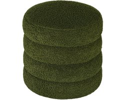 TRUUSK Ronde Teddyfleece Hocker - Draagkracht tot 120kg - Ø40x45H cm - Groen