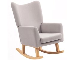 TRUUSK Schommelstoel met Hoge Rugleuning - Koordlook - Relaxstoel met Brede Armleuning - Houten Sleden - Stille Stoel voor