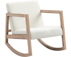 TRUUSK Schommelstoel met Houten Frame - Gevoerd - Lounge - Rubberhout - Crèmewit