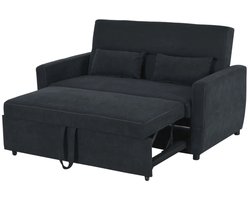 TRUUSK Slaapbank 2-zits - Vouwbaar - Met Slaapfunctie - Verstelbare Hoek - Zwart 148 x 82 x 89 cm