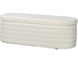 TRUUSK Slaapkamer Bedbank met Opbergruimte - Houten Poten - Teddy-Fleece - 120 kg Draagvermogen - 116x41x40,5 cm - Crèmewit