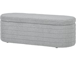 TRUUSK Slaapkamer Bedbank - Opbergruimte - Houten Poten - Teddy-Fleece - Draagvermogen 120 Kg - 116 X 41 X 40,5 Cm - Lichtgrijs