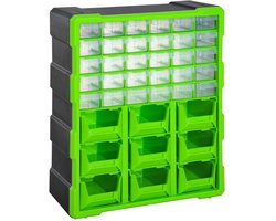 TRUUSK Sorteerbox Klein - 39 Vaks - Groen - L38 x B16 x H47,5 cm - Voor Onderdelen Magazijn - Opbergbox