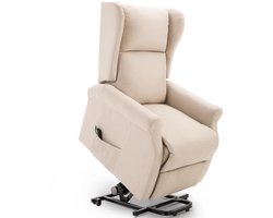 TRUUSK TV-stoel Stahulp - Linnen en Hout - Comfortabel Schuim - Afmetingen 72,5 x 94 x 109 cm - Roomkleurig