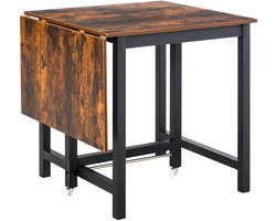 TRUUSK Uitschuifbare Eettafel - Opvouwbaar met Wielen - Klaptafel van Metaal - Belastbaar tot 20 kg - Voor Keuken en Eetkamer -