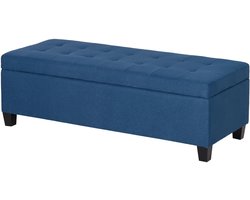 TRUUSK Zitbank Met Opbergruimte - Ottomaanse Halbank - Knoopstiksels - 125,1 x 48,9 x 41,3 cm - Blauw