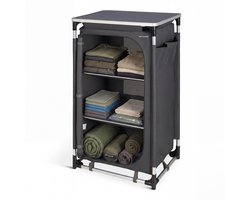 TRVLMORE Campingkast XL - Campingkeuken - 90KG Draagvermogen - Aluminium Frame - Inklapbaar - Incl. Draagtas - 50x60x97CM - Grijs