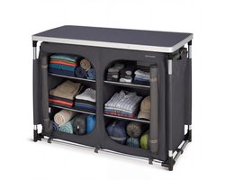 TRVLMORE Campingkast XXL - Campingkeuken - 150KG Draagvermogen - Aluminium Frame - Inklapbaar - Incl. Draagtas - 48x102x83CM - Grijs