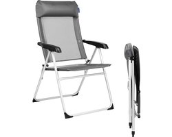 TRVLMORE Campingstoel - 5 standen - Inklapbare Kampeerstoel - 110 kg draagvermogen - Visserstoel - Klapstoel - Grijs