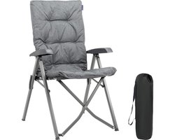 TRVLMORE Campingstoel - Inclusief Draagtas - Comfortabele Vouwstoel - 120 kg draagvermogen - Kampeerstoel - Opbergvak - Klapstoel - Grijs