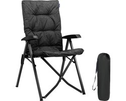 TRVLMORE Campingstoel Luxe - Opvouwbaar - 150KG Draagvermogen - Verstelbare Vouwstoel in 4 Standen - Klapstoel - Kampeerstoel - Incl. Draagtas & Opbergvak - Zwart