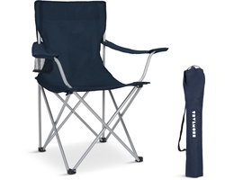 TRVLMORE Campingstoel - Opvouwbaar - 120kg Draagkracht - Vouwstoel Incl. Draagtas - Drankhouder - Blauw