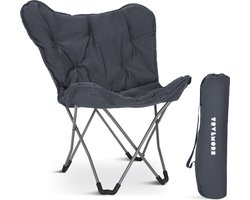 TRVLMORE Campingstoel - Opvouwbaar - 120KG Draagvermogen - Incl. Draagtas - Vlinderstoel - Kampeerstoel - Vouwstoel - Grijs