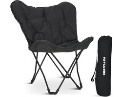 TRVLMORE Campingstoel - Opvouwbaar - 136KG Draagvermogen - Incl. Draagtas - Vlinderstoel - Kampeerstoel - Vouwstoel - Zwart
