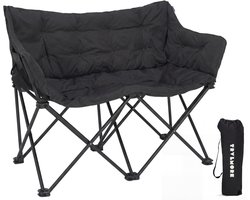 TRVLMORE Campingstoel - Opvouwbaar - 2-Persoons - 240KG Draagvermogen - Incl. Draagtas - Vlinderstoel - Kampeerstoel - Vouwstoel - Zwart