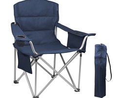 TRVLMORE Campingstoel - Opvouwbaar - XL - Comfortabele Vouwstoel - 150 kg draagvermogen - Drankhouder - Koelvak - Visstoel - Klapstoel - Blauw