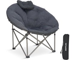 TRVLMORE Campingstoel XL - Opvouwbaar - 150KG Draagvermogen - Incl. Draagtas - Klapstoel - Kampeerstoel - Vouwstoel - Grijs