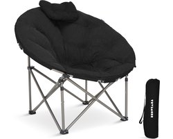 TRVLMORE Campingstoel XL - Opvouwbaar - 150KG Draagvermogen - Incl. Draagtas - Klapstoel - Kampeerstoel - Vouwstoel - Zwart