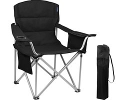 TRVLMORE Campingstoel XL - Opvouwbaar - 150KG Draagvermogen - Incl. Draagtas - Klapstoel - Visstoel - Kampeerstoel - Vouwstoel - Zwart