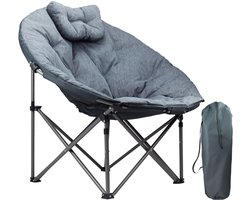 TRVLMORE Campingstoel - XL - Opvouwbaar - Incl. Draagtas - Kampeerstoel - Vlinderstoel - 150 kg draagvermogen - Grijs