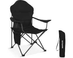 TRVLMORE Campingstoel XXL - Opvouwbaar - 160KG Draagvermogen - Incl. Draagtas - Klapstoel - Visstoel - Kampeerstoel - Vouwstoel - Zwart