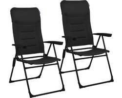 TRVLMORE Campingstoelen Comfort - 2-pack - Opvouwbaar - 120 kg Draagvermogen - Verstelbare Vouwstoelen in 7 Standen - Klapstoel - Kampeerstoel - Incl. Draagtas - Zwart
