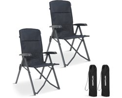 TRVLMORE Campingstoelen Luxe - Opvouwbaar - 2-Pack - 150KG Draagvermogen - Incl. Draagtas - Klapstoel - Kampeerstoel - Vouwstoel - Grijs
