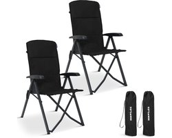 TRVLMORE Campingstoelen Luxe - Opvouwbaar - 2-Pack - 150KG Draagvermogen - Incl. Draagtas - Klapstoel - Kampeerstoel - Vouwstoel - Zwart