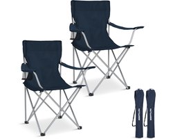TRVLMORE Campingstoelen - Opvouwbaar - 2-Pack - 120KG Draagvermogen - Incl. Draagtas - Klapstoel - Visstoel - Kampeerstoel - Vouwstoel - Blauw