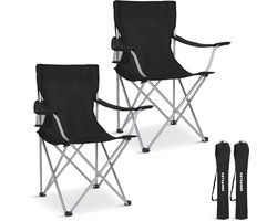 TRVLMORE Campingstoelen - Opvouwbaar - 2-Pack - 120KG Draagvermogen - Incl. Draagtas - Klapstoel - Visstoel - Kampeerstoel - Vouwstoel - Zwart