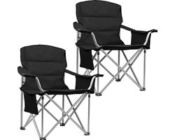 TRVLMORE Campingstoelen XXL - Opvouwbaar - 2-Pack - 150KG Draagvermogen - Incl. Draagtas - Klapstoel - Visstoel - Kampeerstoel - Vouwstoel - Zwart