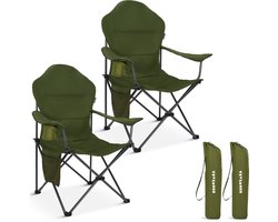 TRVLMORE Campingstoelen XXL - Opvouwbaar - 2-Pack - 160KG Draagvermogen - Incl. Draagtas - Klapstoel - Visstoel - Kampeerstoel - Vouwstoel - Groen