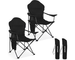 TRVLMORE Campingstoelen XXL - Opvouwbaar - 2-Pack - 160KG Draagvermogen - Incl. Draagtas - Klapstoel - Visstoel - Kampeerstoel - Vouwstoel - Zwart