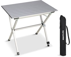 TRVLMORE Campingtafel - 80x58x71 cm - Lichtgewicht met Aluminium Frame - Vouwtafel Verstelbaar - Kampeertafel - Klaptafel - Zilver