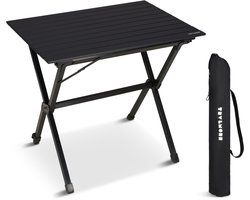 TRVLMORE Campingtafel - 80x58x71 cm - Lichtgewicht met Aluminium Frame - Vouwtafel Verstelbaar - Kampeertafel - Klaptafel - Zwart