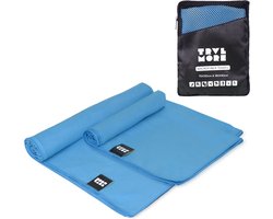TRVLMORE Microvezel Handdoek - Set van 2 - L (75 x 150 cm) & XL (90 x 180 cm) - Sneldrogende Reishanddoek - Strandlaken - Badlaken - Blauw