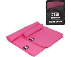 TRVLMORE Microvezel Handdoek - Set van 2 - L (75 x 150 cm) & XL (90 x 180 cm) - Sneldrogende Reishanddoek - Strandlaken - Badlaken - Roze