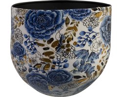 TS Collection - Bloempot Dutch blue - 28x25 - Metaal & Epoxy - Exclusieve woonitems voor binnen - Handgemaakt - Unieke print - Designed by Lammie
